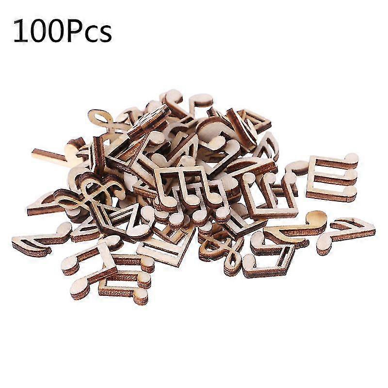 100 stuks / set muzieknoot hout slice kit rustieke hout uitsnijding ambachtelijke benodigdheden