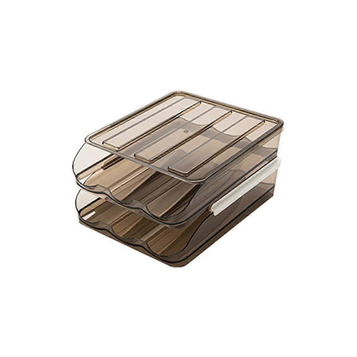 Egg Holder for Fridge,Automatic Rolling Egg Container for Refrigerator,Stackable Fridge Organizers and Storage+Lid, A