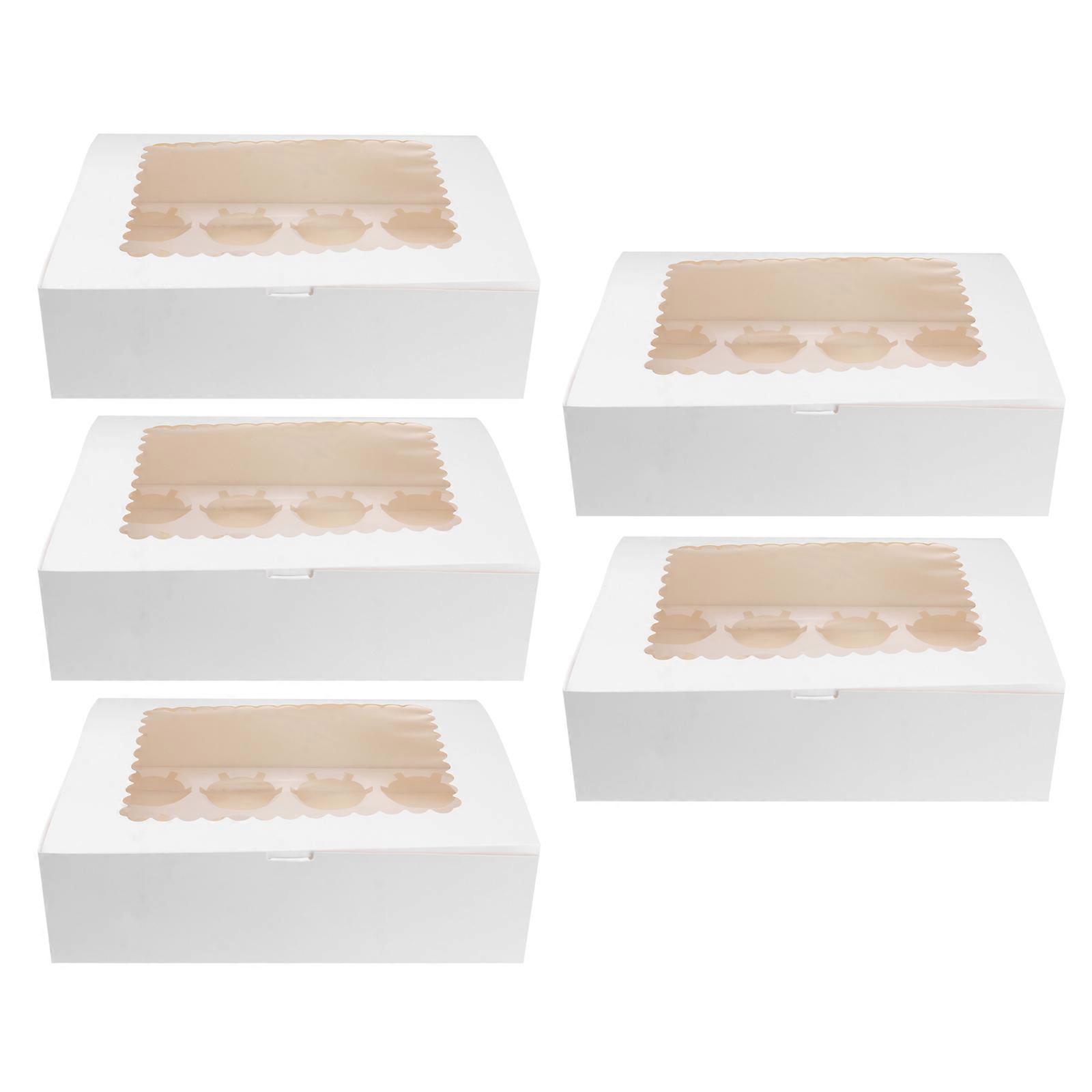 5stk bærbar 12-hulrum cupcake boks container muffin vindueskasse (hvid)