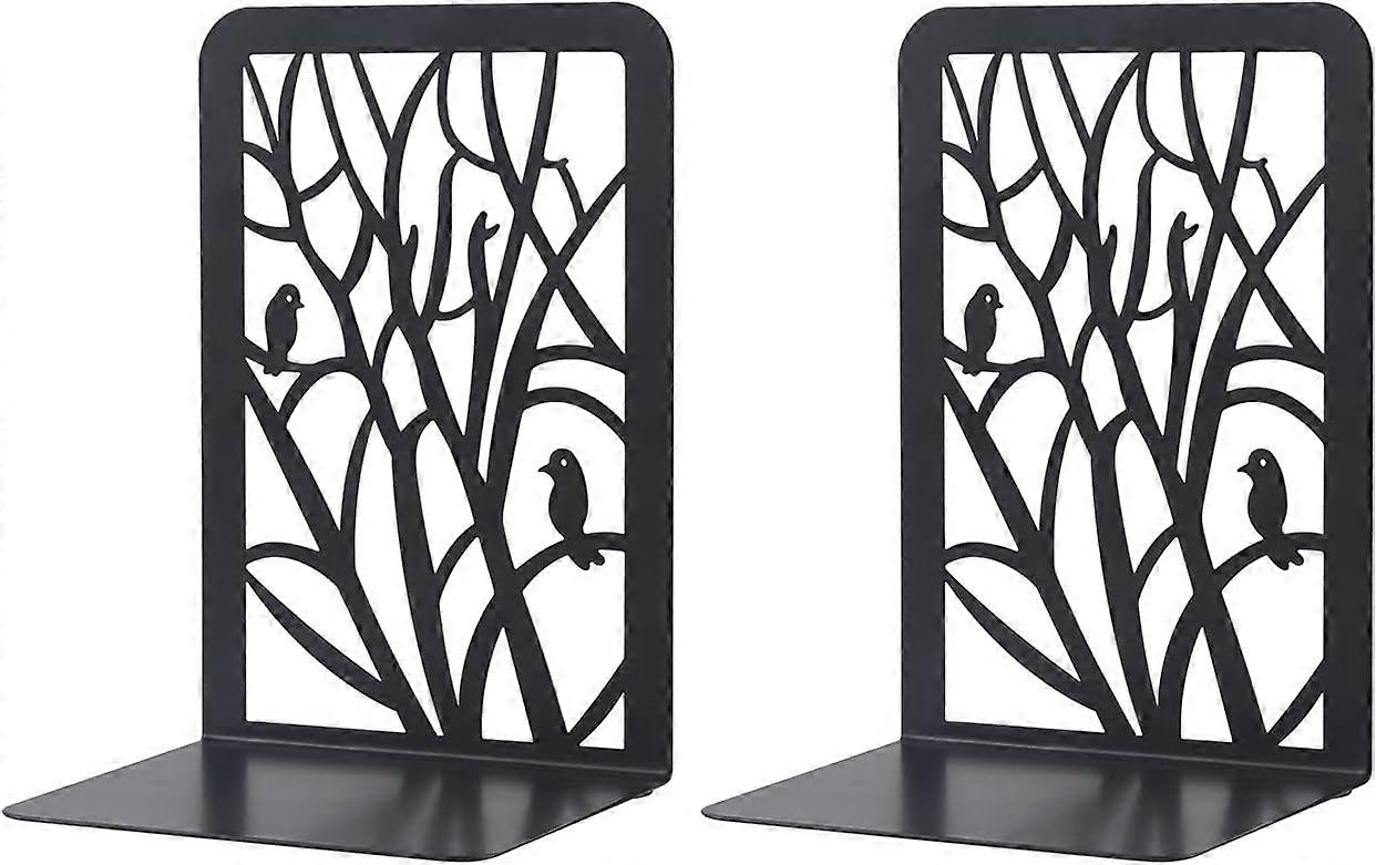 1 Pairs Children's Bookends, Tree Bookends Design, for Desks, Decorative, Bookshelves, Schools and Library (Black)