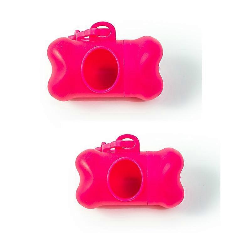 2pcs Dog Poop Bag Dispenser, Dog Poop Bag Dispenser with Clip Leash, Trash Bags Not Included, Pink