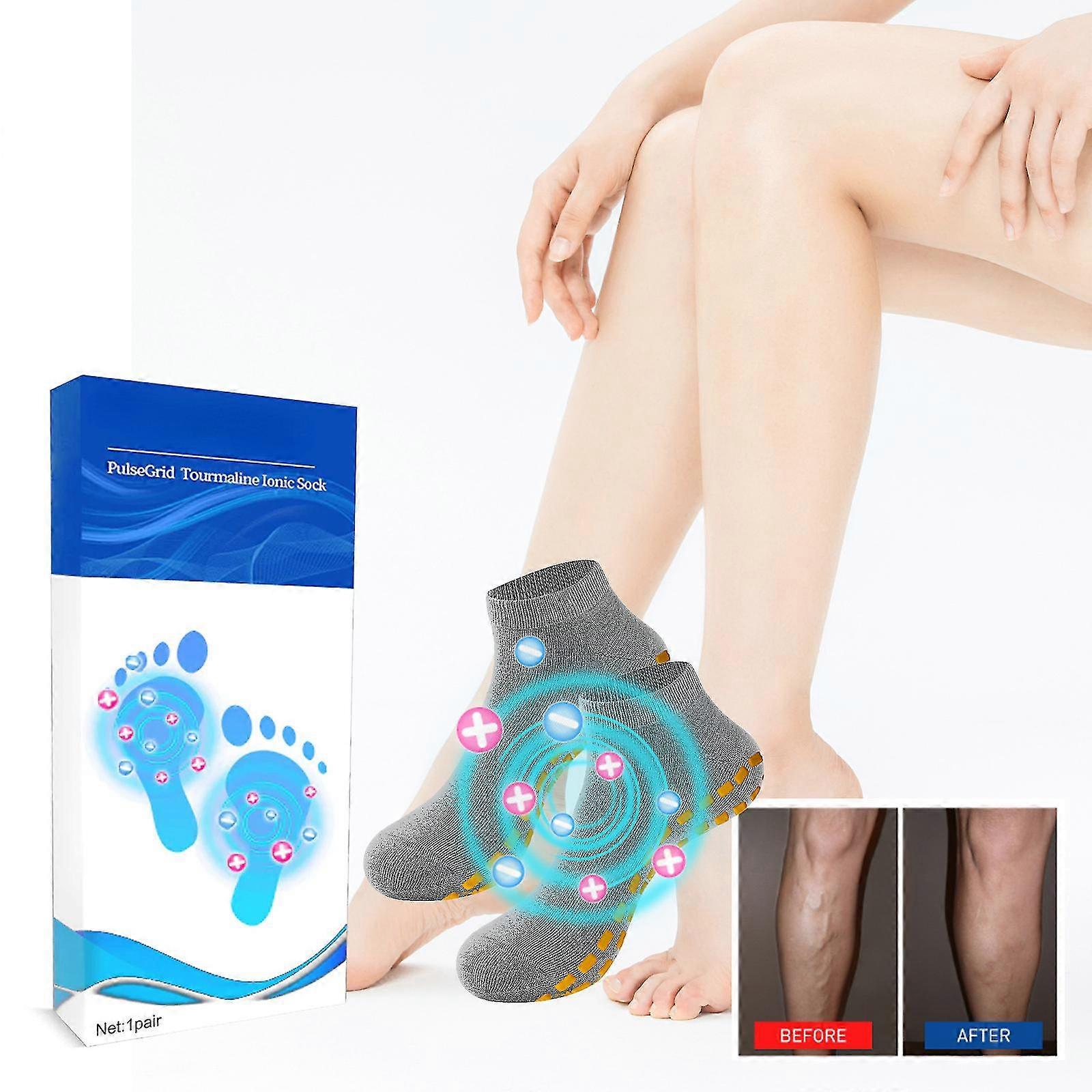 Pulse Grid Tourmaline Ionic Socks, Tourmaline Ionic Body Shaping Stretch Socks Rapid Detox Better Blood Circulation