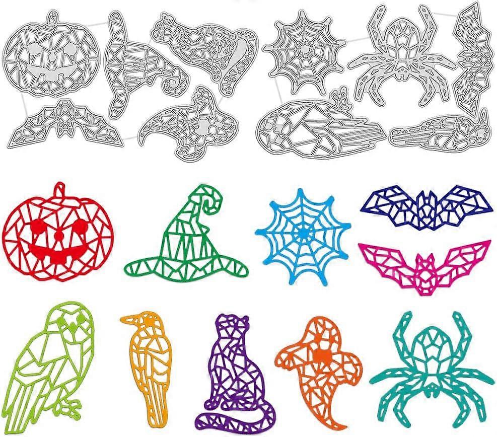 万圣节主题碳钢切割模具模板不锈钢彩色帽子和蝙蝠和南瓜图案万圣节主题图案 171~184x110~114x0.8mm 2p