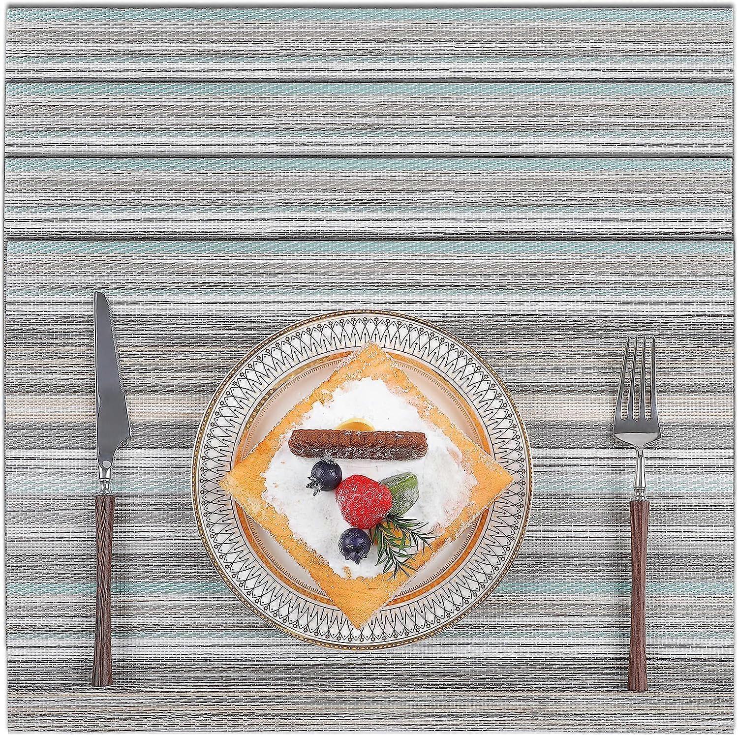 Placemat (Set of 8), Woven Vinyl Cross Weave Table Mats, Non-Slip Insulated Washable Table Mat Set - Linen