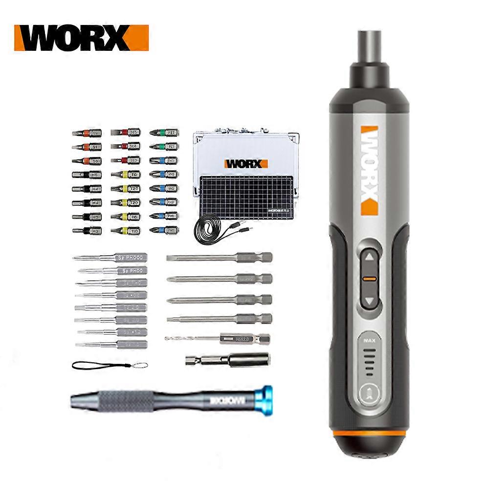 Worx 4V Mini Elektrische Schroevendraaier Set WX240.5 Snoerloze Elektrische Schroevendraaiers Met 40 Bits USB Oplaadbare