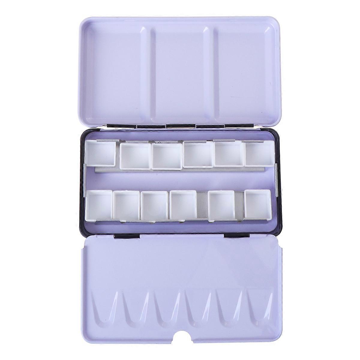 Empty Iron Boxes Watercolor Subpackage Case Solid Pigment Storage Box Simple Paint Case with 12 Paint Grids