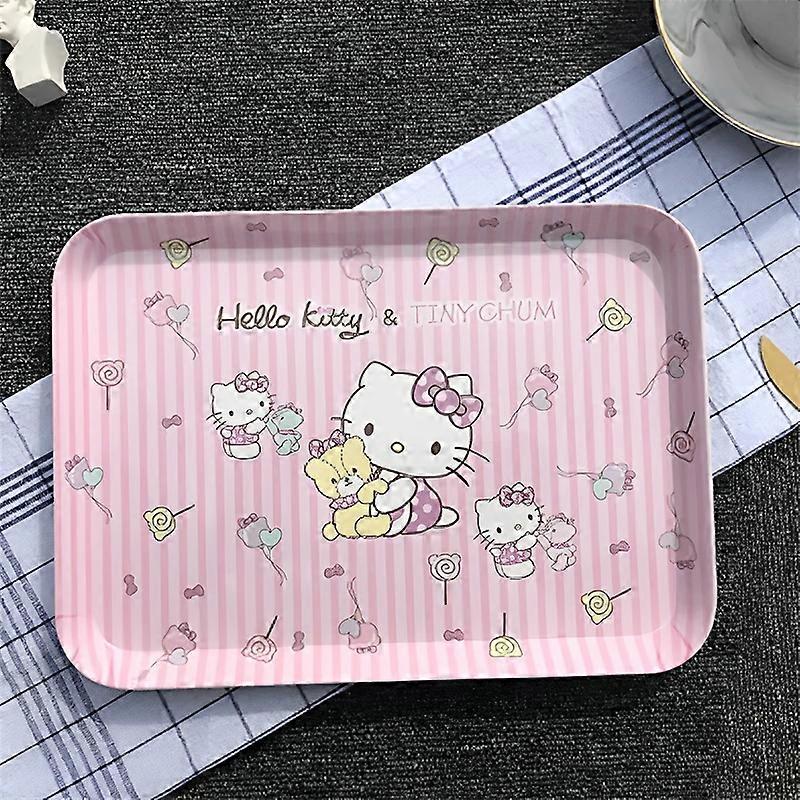 سانريو كاواي مرحبا كيتي صينية الكرتون الميلامين وجبة خفيفة صينية الشاي وضع الفاكهة لوحة لطيف الوجبات الخفيفة وضع أدوات المائدة