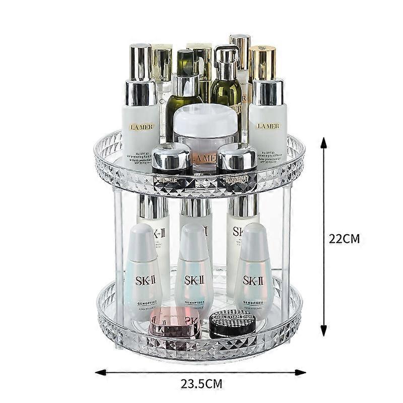Turntable Organizer Rotating Spice Rack Double Layer Cosmetic Makeup Tray