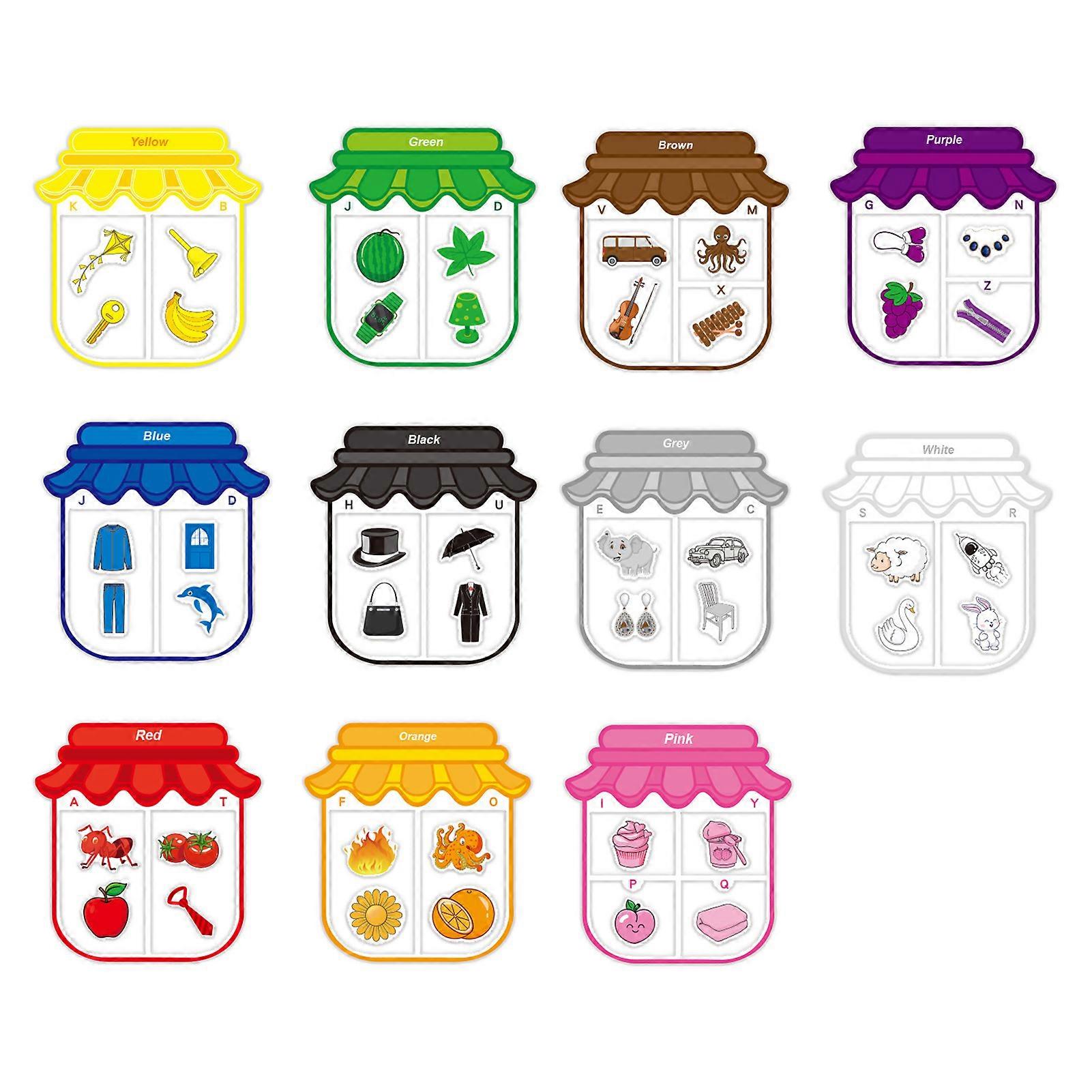 Color Recognition Magnetic Sorting Set Early Education Magnet Fun Leaning Refrigerator Magnets Whiteboard with 11 Candy Jars 44 Objects for Kids Ages