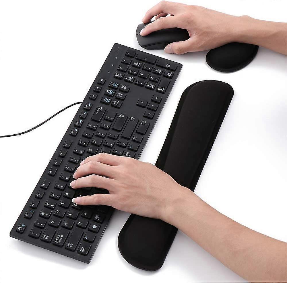 Wrist Rest Set For Keyboard And Mouse Wrist Rest With Memory Foam Comfortable Hand Rest Anti-Tendon Sheath Problems For Computer, Laptop And Notebook 