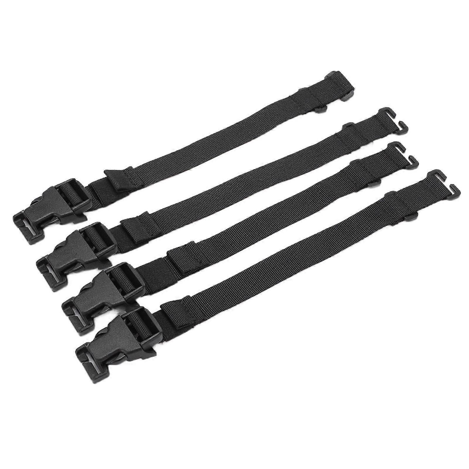 4 Pcs Travel Luggage Strap Adjustable Durable Multi Function Buckle for Outdoor ActivitiesBlack