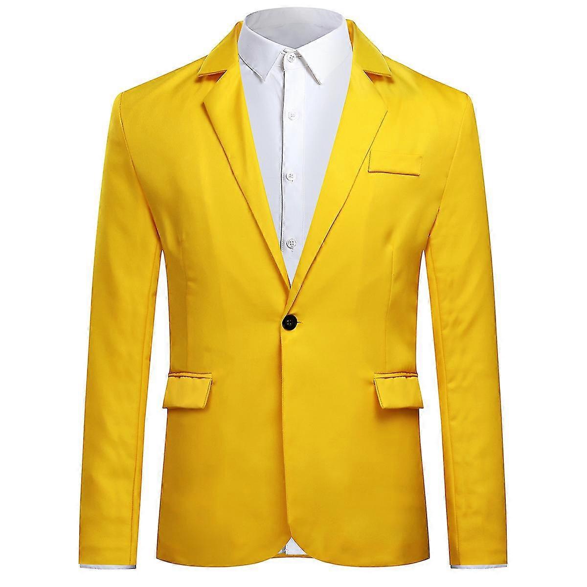 Naiwang Mens Business Casual Classic Notched Lapel Double Split Pure Color One Button Suit Jacket 11 Colors