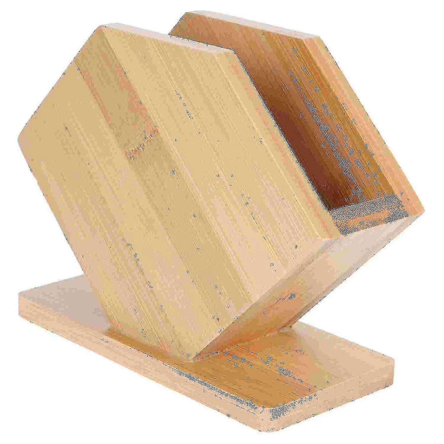 1pc Desktop Tissue Holder Bamboo Rack Coffee - J
