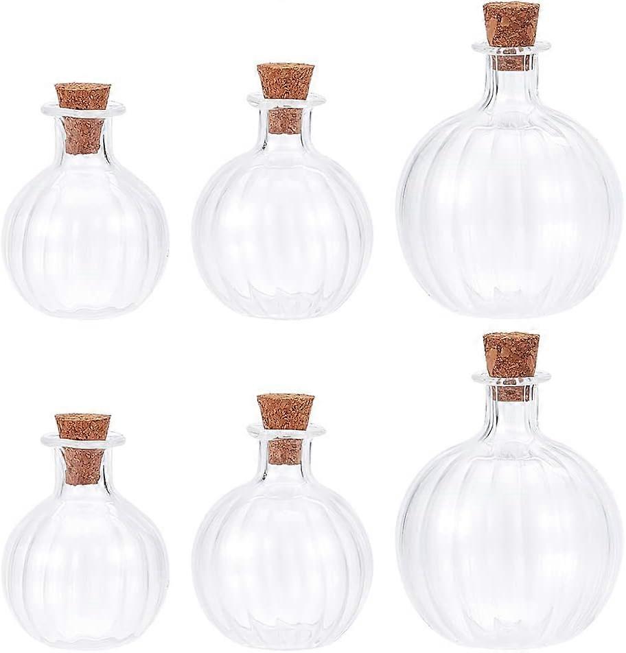6pcs Mini Glass Bottles Round Glass Spherical Wishing Bottles with Corks Stoppers Clear Tiny Jars Drifting Bottles for Wedding Birthday Party Props De