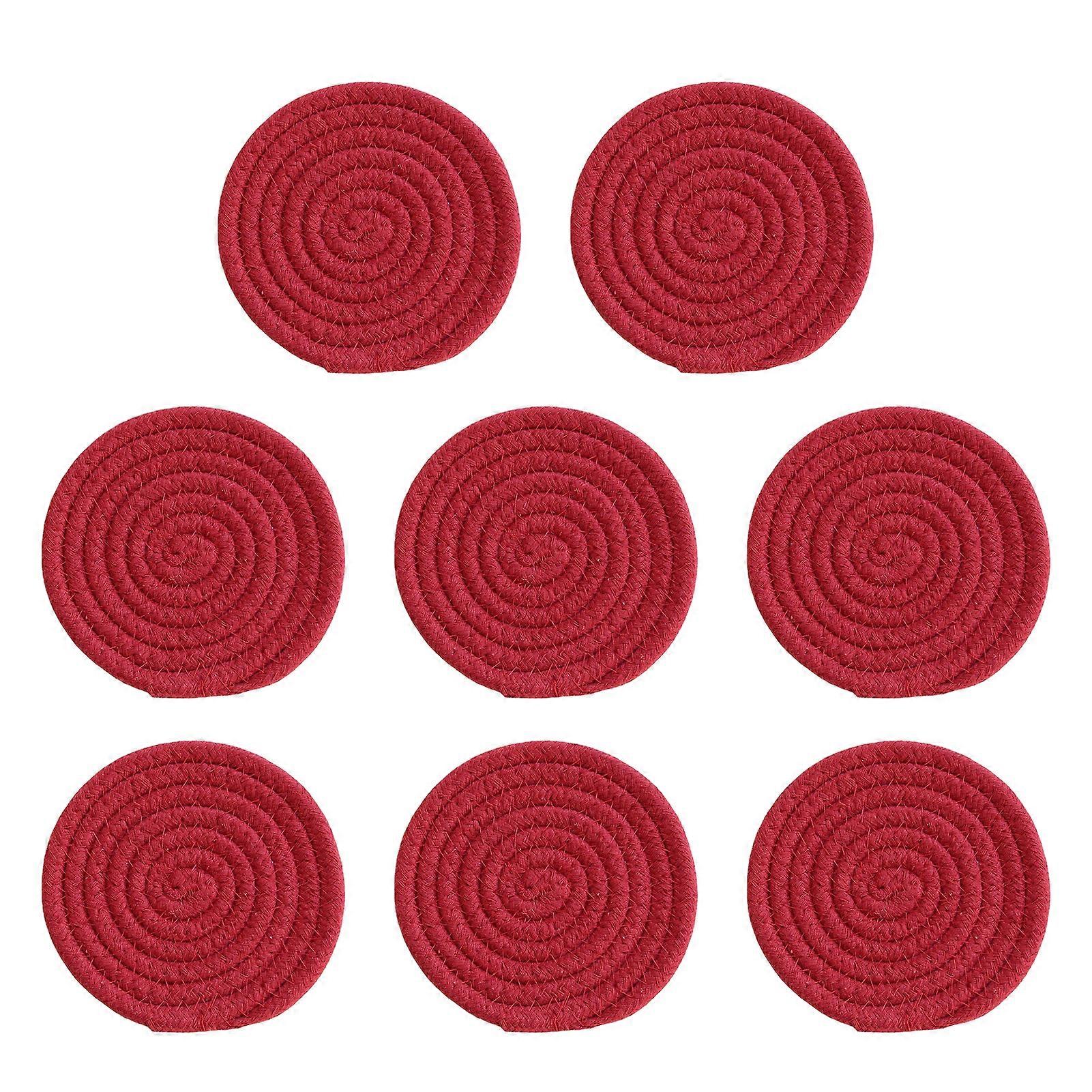 8Pcs Cotton Woven Drink Coasters Absorbent Coasters for Coffee Table Braided Coasters Heat-Resistant Table Protection Mat for All Cups