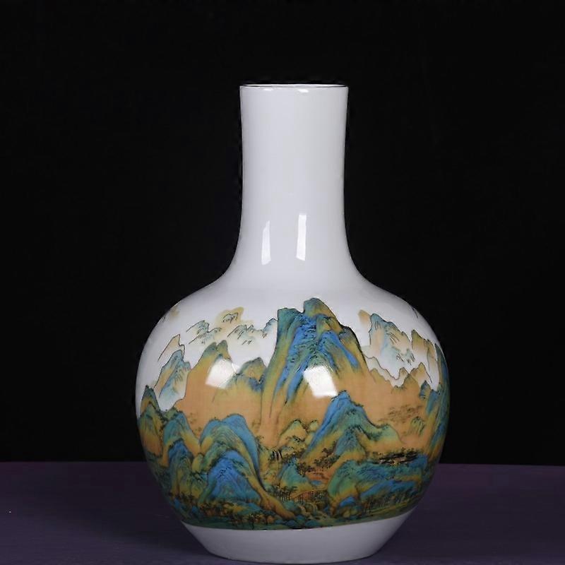 Large-Sized Thousand Miles of Mountains Vase with Gold Inlay