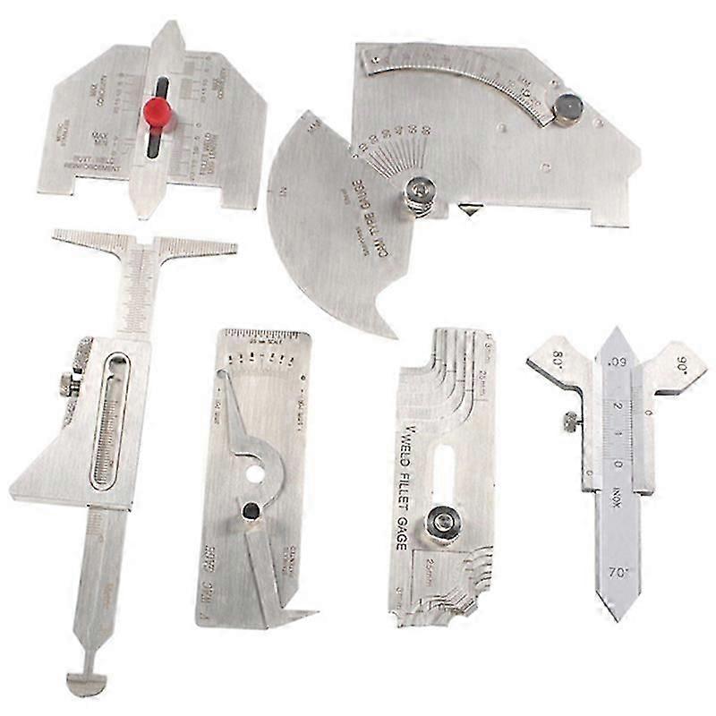 6Pcs Welding Gauge Weld Inspection Gauge Weld Seam / Round Corner / Crown Test Size Ruler Angle Mea