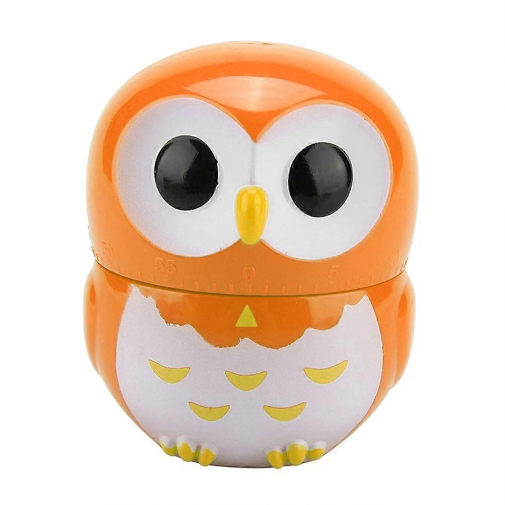 Cute Owl Shape Kitchen Manual Timer Mechanical Home Cooking Counters Clock(Orange)
