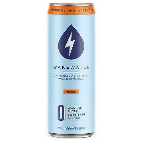 Wake Water Caffeinated Sparkling Water Beverage Peach, 355 Ml (Case Of 12)