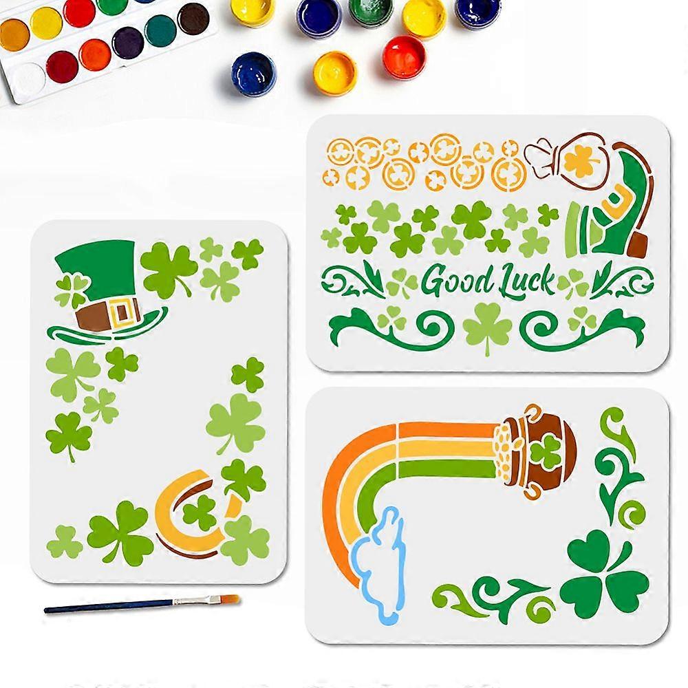3Pcs 3 Styles Ocean Theme PET Hollow Out Drawing Painting Stencils for DIY Scrapbook Photo Album Wave Clover 210x297mm 3pcs/set