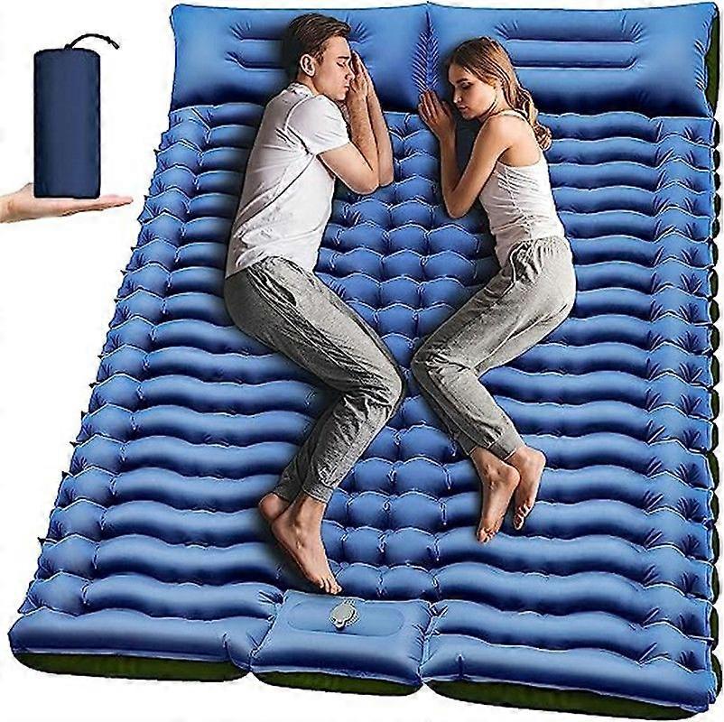 Double Sleeping Pad for Camping Self Inflating Camping Pad 2 Person with Pillow