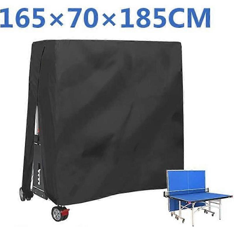 Table Tennis Table Cover Waterproof Outdoor Protective Cover for Ping Pong Table Oxford 210D-165x70x185cm-Black