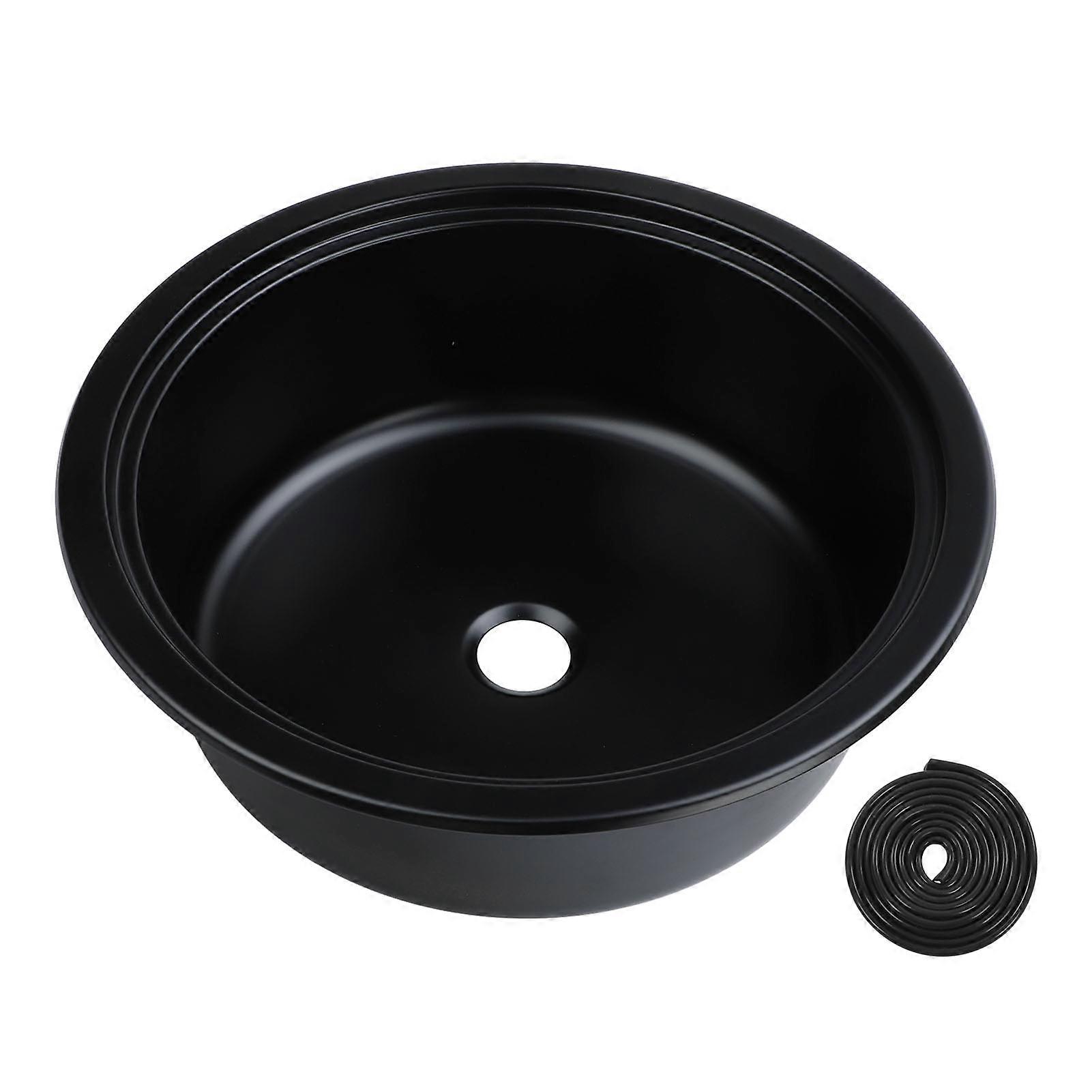 11.81 X 4.72in 304 Stainless Steel Round Sink Rustproof Easy to Maintain Bathroom Hand Wash Basin for Boat Caravan RV