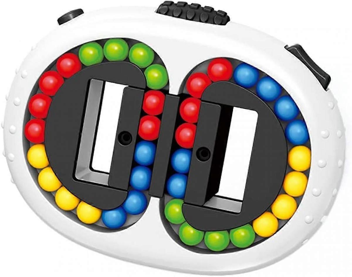 Rotating Magic Bean Cube Spinner Fidget Stress Relief Ball Double flip Handheld Puzzle Decompression Educational Toy(White)