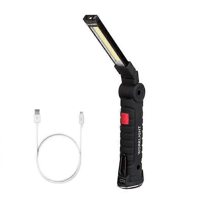 Rechargeable Work Light Workshop Lamp COB Torch Flashlight with Magnetic Base 5 Modes White-Red Light No38037