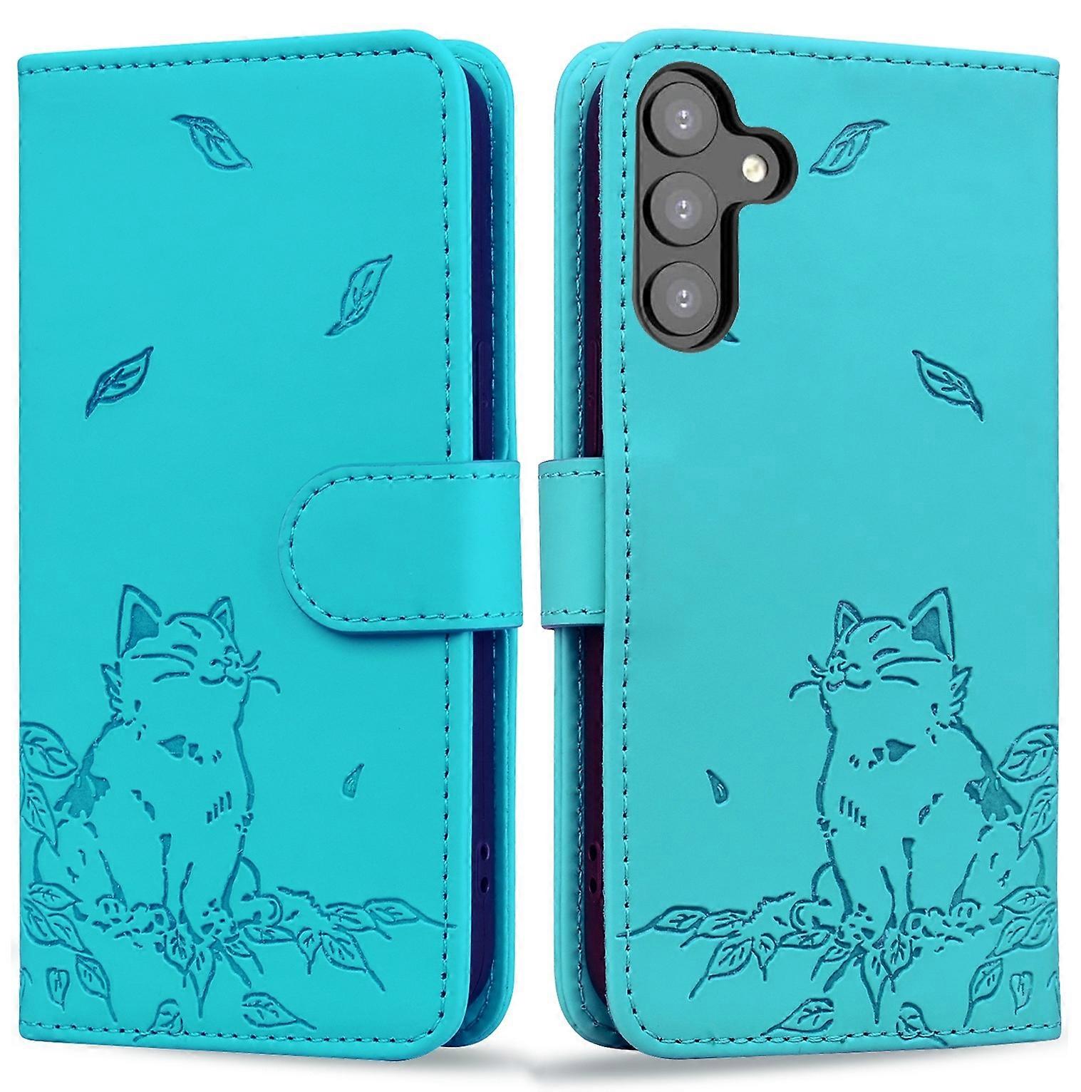 Cute Cat Embossed Leather Phone Case