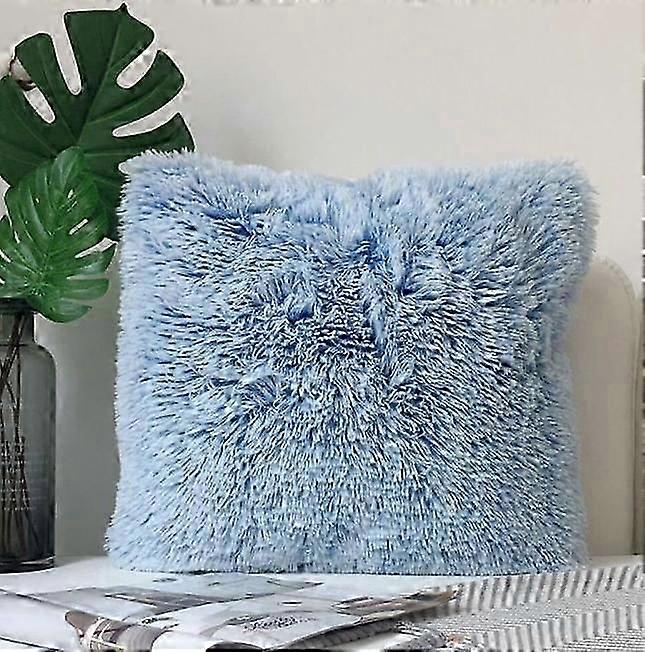 18" Soft Fur Double faced Plush Throw Pillow Cases Home Decor Sofa Cushion Cover-Yvan