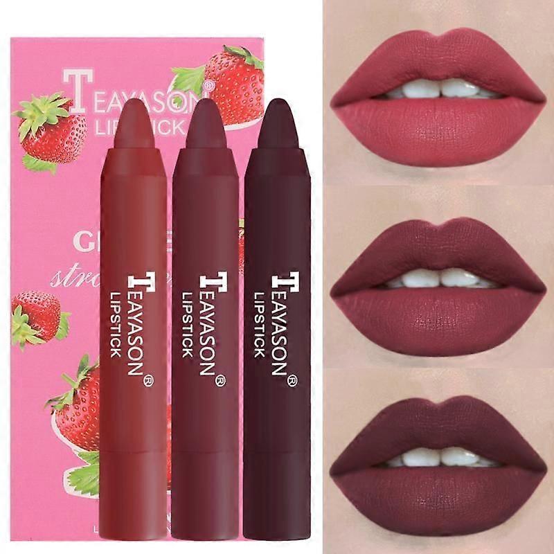 3pcs Matte Velvet Lipstick Set Delicate Smooth Waterproof  Non-stick Cup