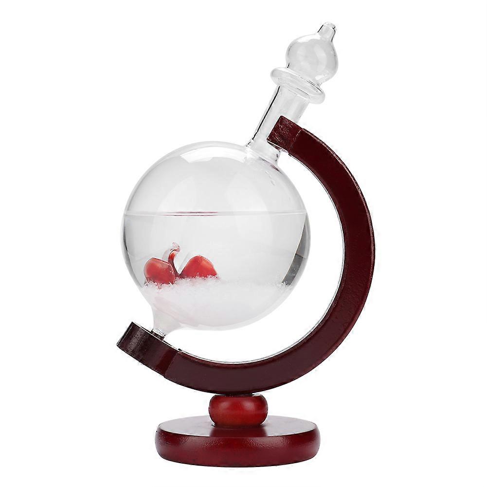 Weather Forecast Crystal Windstorm Globe With Glass Body And Wooden Base For Desk Decor