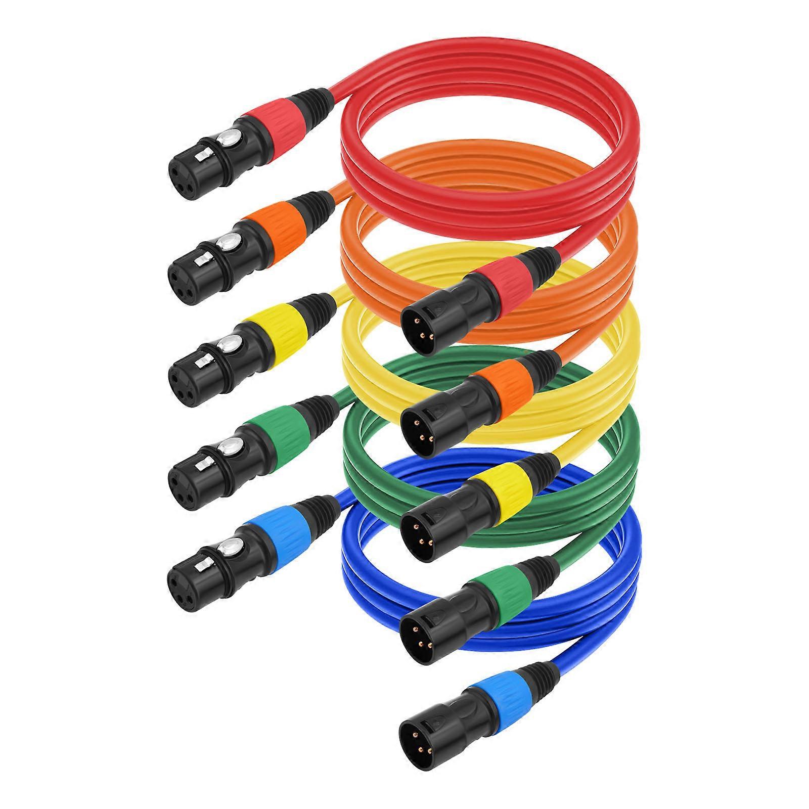 MultiColor 5Piece Microphone Cables With Gold Plate Connectors For Professional Use Wide Applications