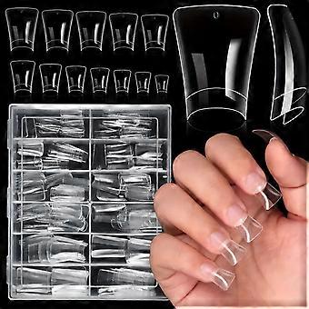 120/504pcs Duck Feet False Nail Short Curved Tips Manicure Nail Accesories Nail Art Decoration for Salon and Home Use  Transparent