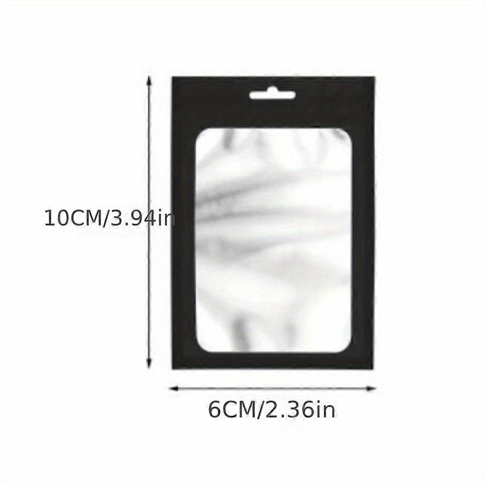 50pcs/bag Black Foil Pouch, Reusable Self Sealing Mylar Bag, Ziplock Hang Bags With Clear Window For Diy Jewelry Display Packaging