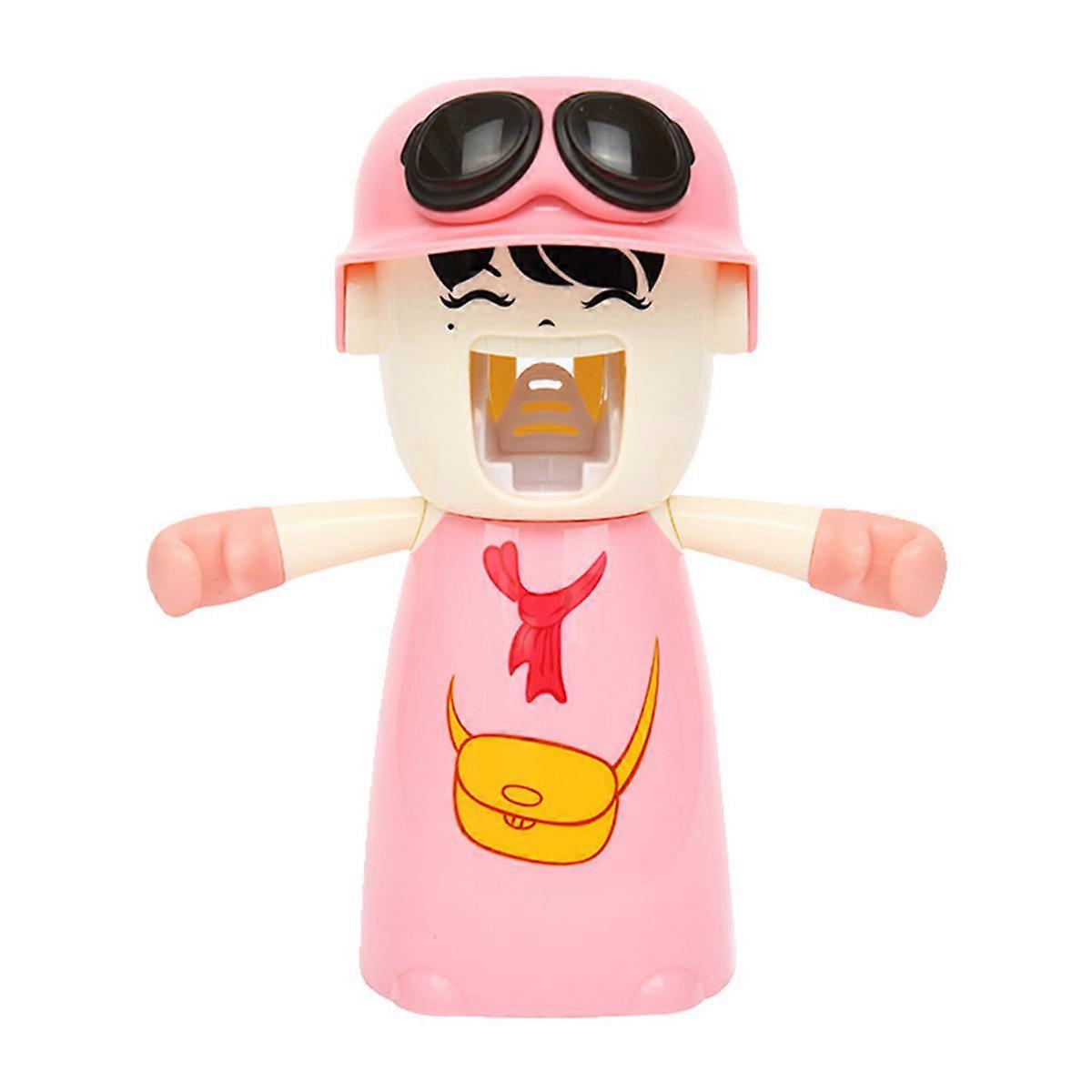 Vacuum Pump Toothpaste Dispenser, Wall Mounted, Automatic, Pink