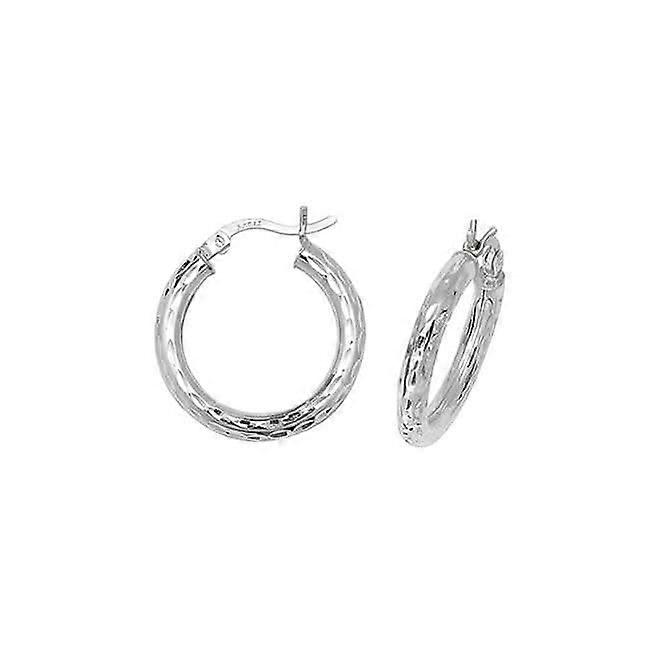 Acotis Silver Hoop Earrings Dia Cut G5695
