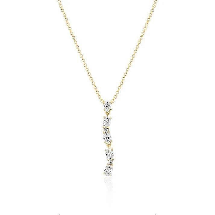 Gold Plated Ellera Ovale Lungo Necklace SJ-N2421-CZ-YG