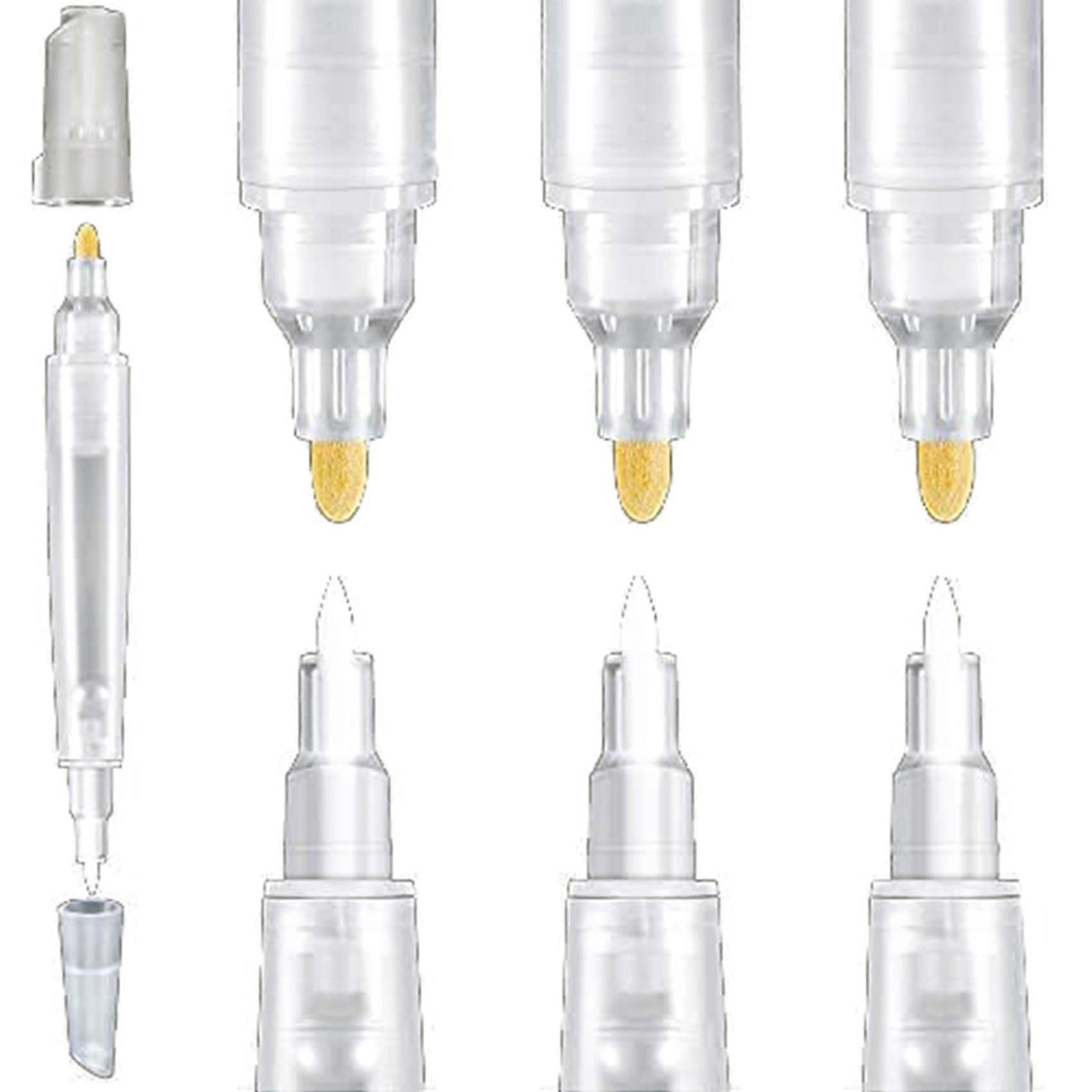 Set of 6 Blank Refill Paint Markers Double End Refillable Paint Pens Empty Refillable Marker for Pa js