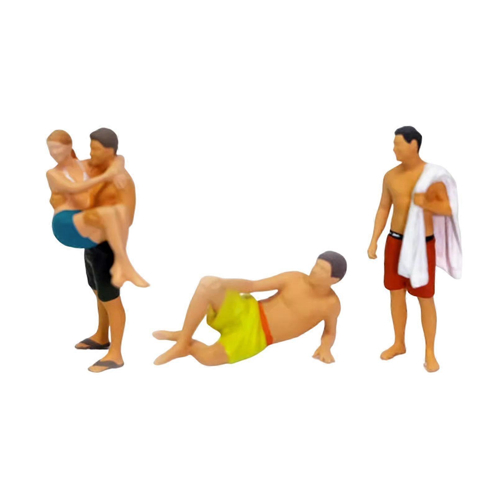 3Pcs 1/64 Pool Figures Figures Set Resin Figurines Layout Collections Desktop