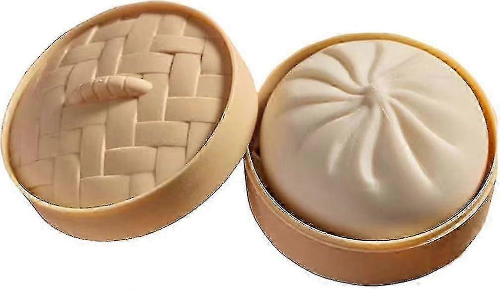 Mullido Dumpling Squishy, bollos al vapor blandos con vapor de bambú (1pc, caqui)