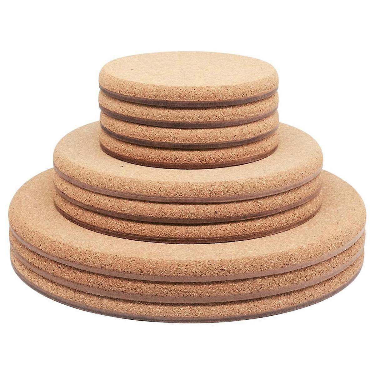 Cork Plant Coasters, 3 Sizes Double Layers Hard Thick Cork Planter Coaster, 4/6/8 Inch Absorbent Cor