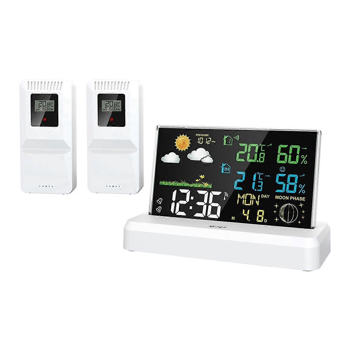 One-To-Two Indoor and Outdoor Weather Station High-Definition Color Screen Forecast Meteorological C