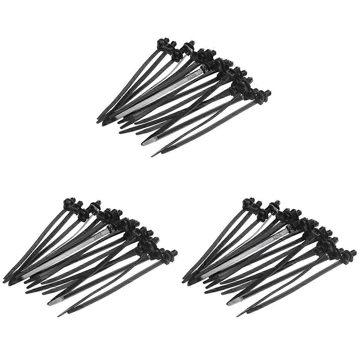 Nylon Push Mount Car Dome Cable Zip Tie, 162mm Length, 60 Pcs, Black