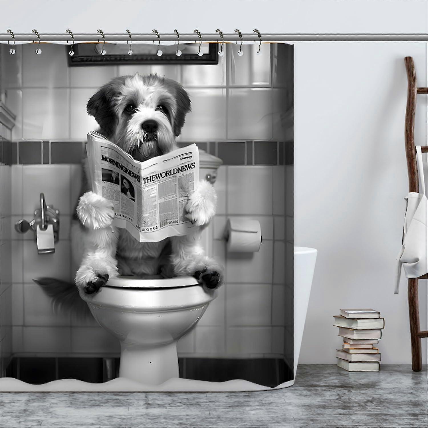 Funny dog shower curta, wonderful dog book read shower curtain, fun 72 x 84 -inch