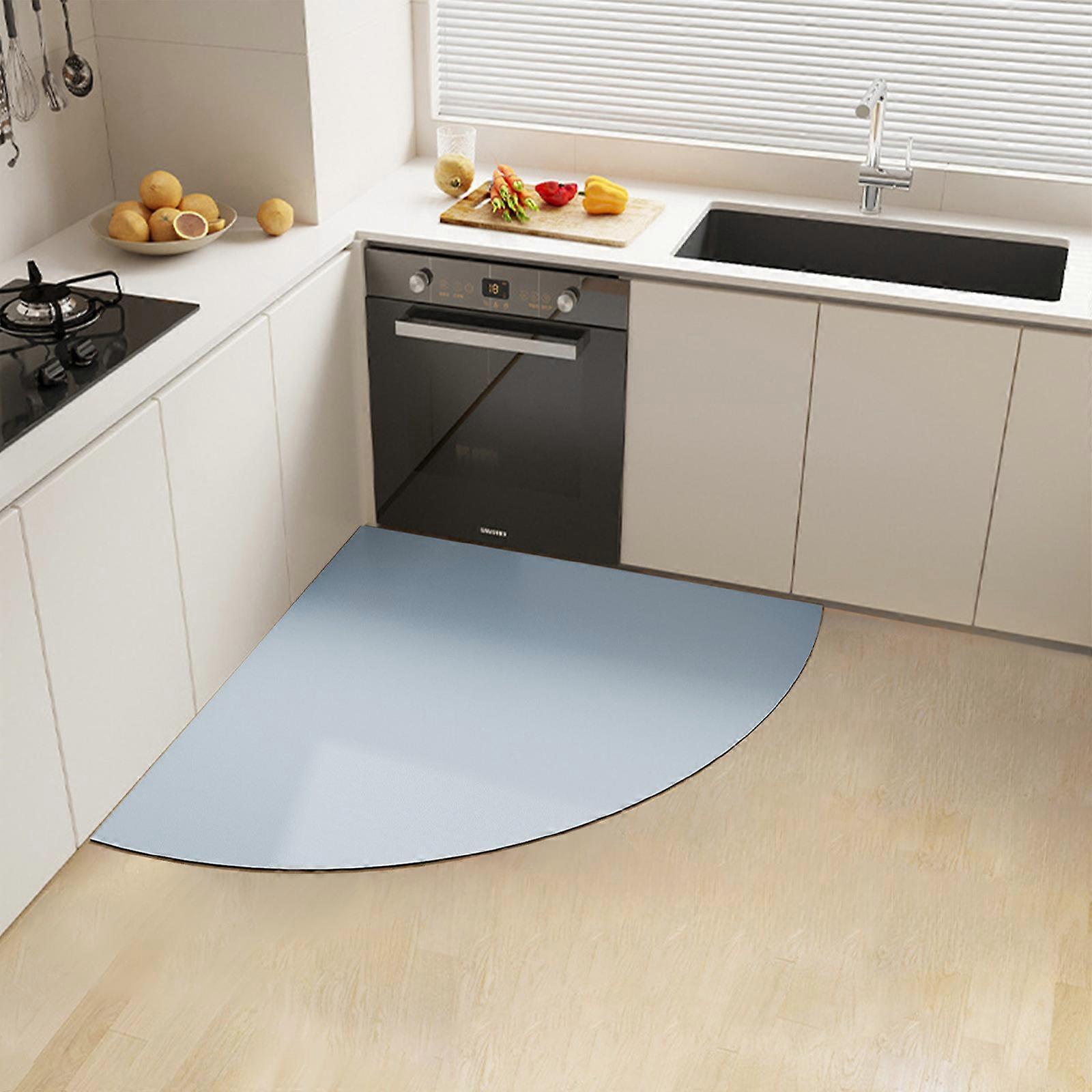Fan Shaped Solid Color Floor Mats Diatom Mud Absorbs Water And Oil And Can Be Wiped Kitchen Floor Mats Non-slip Bath Mats Household Carpet