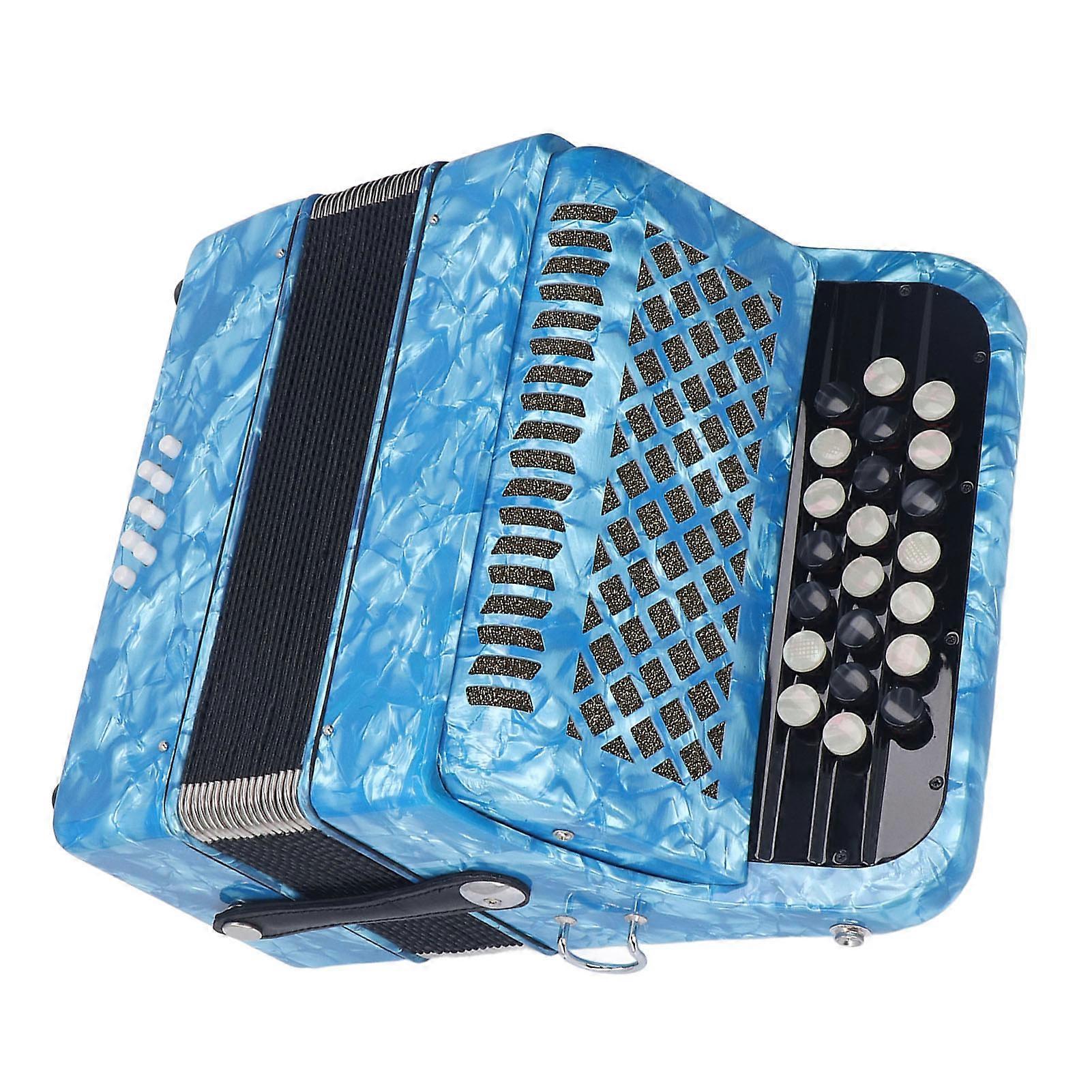 22 מפתח 8 בס אקורדיון מקצועי נגד החלקה רגיש כפתור אקורדיון כלי נגינה עם רצועה כחול שמיים 