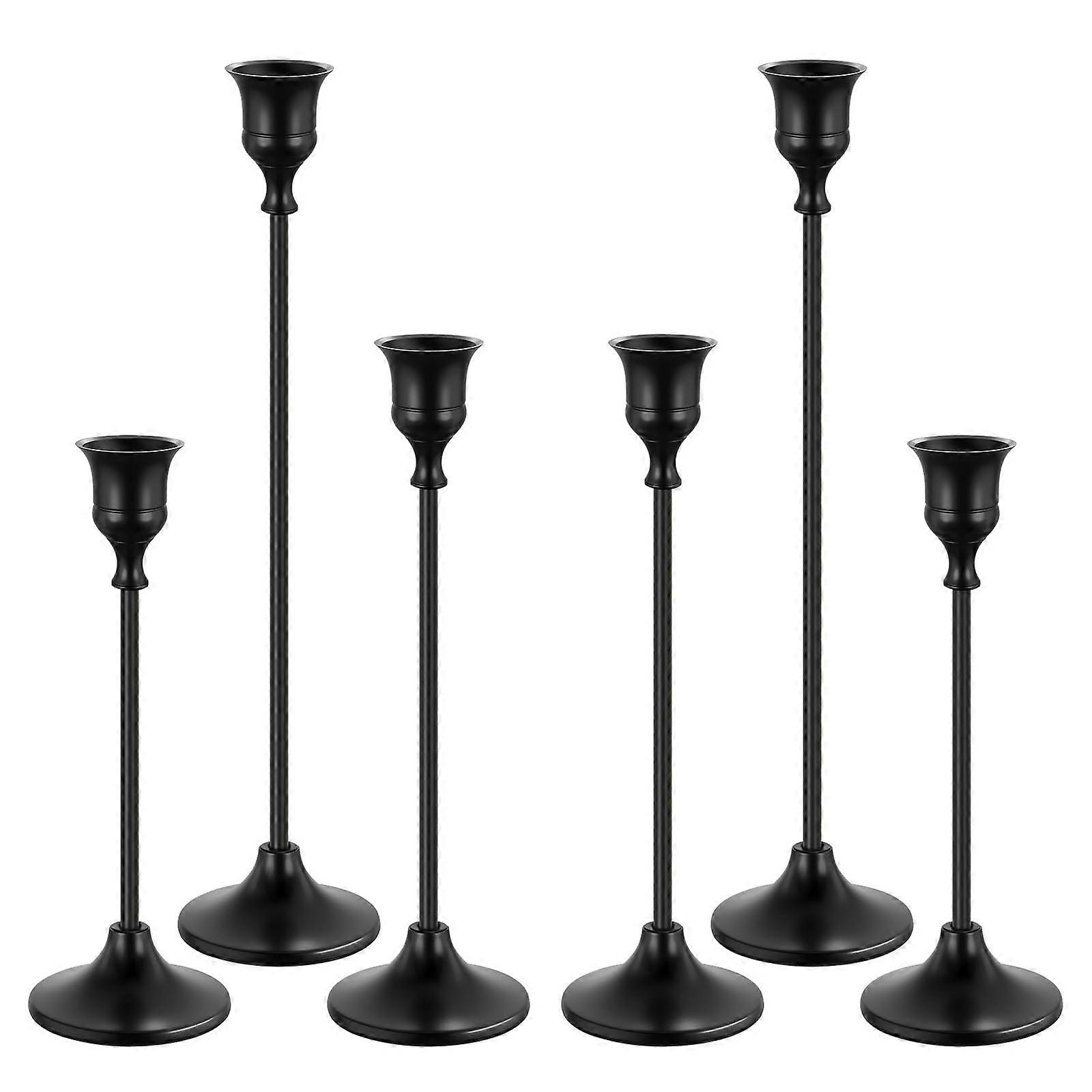 6 Pcs Black Candlestick Holders for Taper Candle Holder
