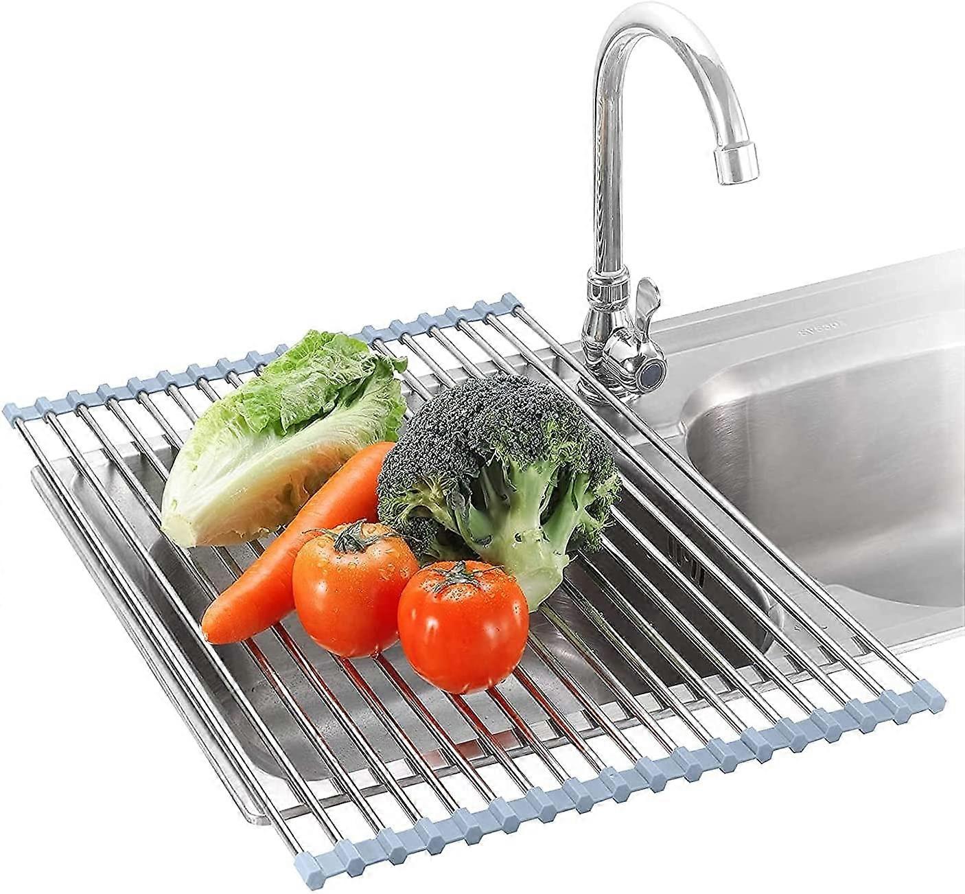 Extra Large Roll Up Dish Drying Rack 20.5"x13.7" Over The Sink Kitchen Counter Dish Drainer Folding Organizer Home Essential